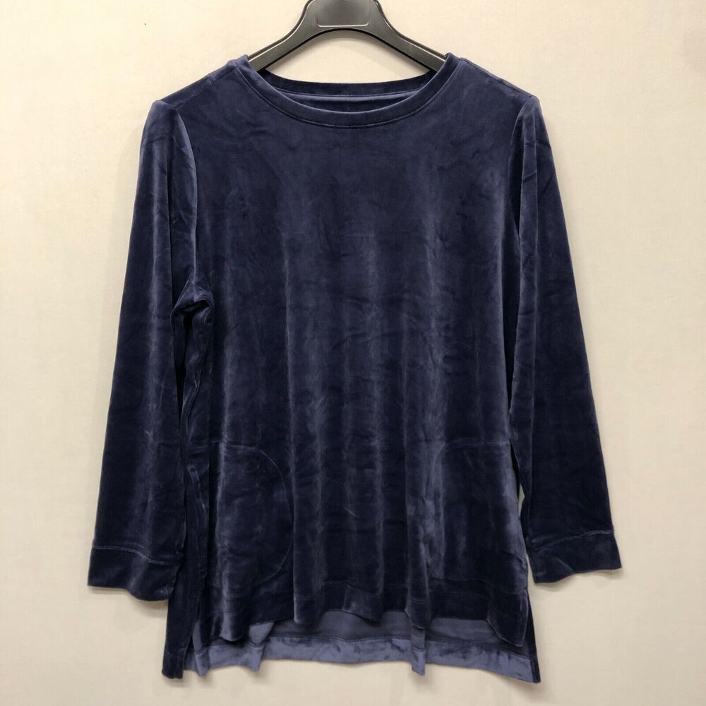 D&Co Denim & Co. Pullover Velvet Sweater Top Size 1X Polyester Blend M214 -10